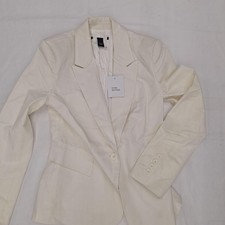 Unknown Brand Blazer Womens 4 White Single Button Lined Tailored Jacket Workwear