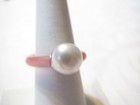 STERLING SILVER SILICONE AND WHITE FRESHWATER PEARL RING - SZ 8 — photo 2