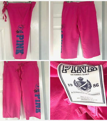 y2k Pink Victoria's Secret Sweat capris XS Varsity Cropped Pink purple vtg 2008