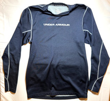 Under Armour Shirt Men's M ColdGear Fitted Long Sleeve Crew Neck Navy Blue Warm