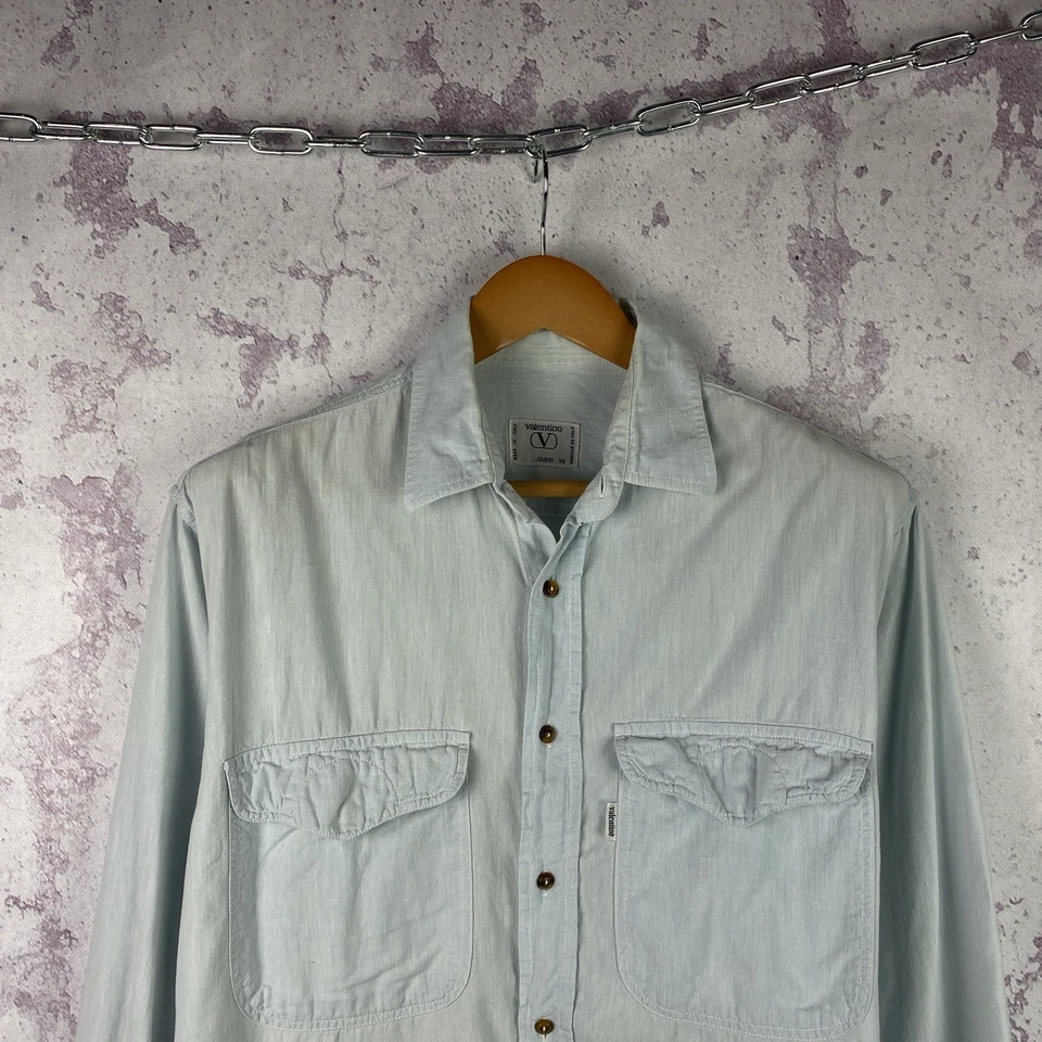 Camisa vintage con botones Valentino para hombre de lujo Y2K clásica manga larga talla 39 Foto 2 de 4