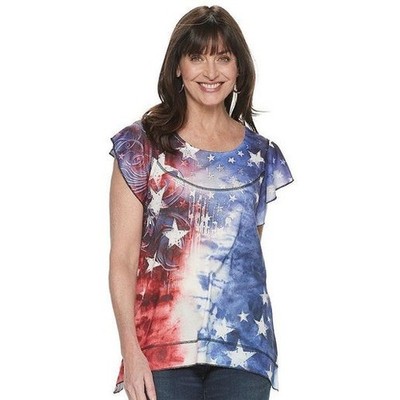 NWT 1000000152 Women's World Unity Short Sleeve American Tee, Size: Small, Blue