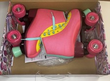 Lenexa Dottie Hibiscus Pink Roller Skates - Ladies Size 5 - CIB NIB Retro Quad