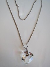 Sterling Silver 925 Crystal HEART PENDANT NECKLACE 15.35" Length, 1" Pendant