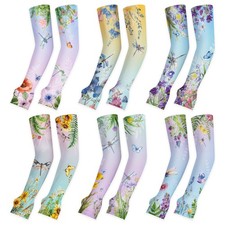6 Pairs Farmers Gardening Arm Sleeves with Thumb Hole Sun Protection for Farming
