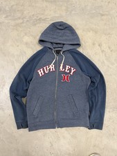 Vintage Y2K Hurley Graphic Spell out Zip Up Navy Hoodie Mens Size Large