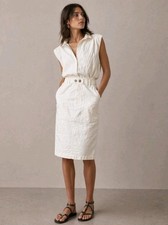 ISABEL MARANT Elekia Skirt EU 36 US 4 White LINEN Blend PAPERBAG WAIST UTILITY