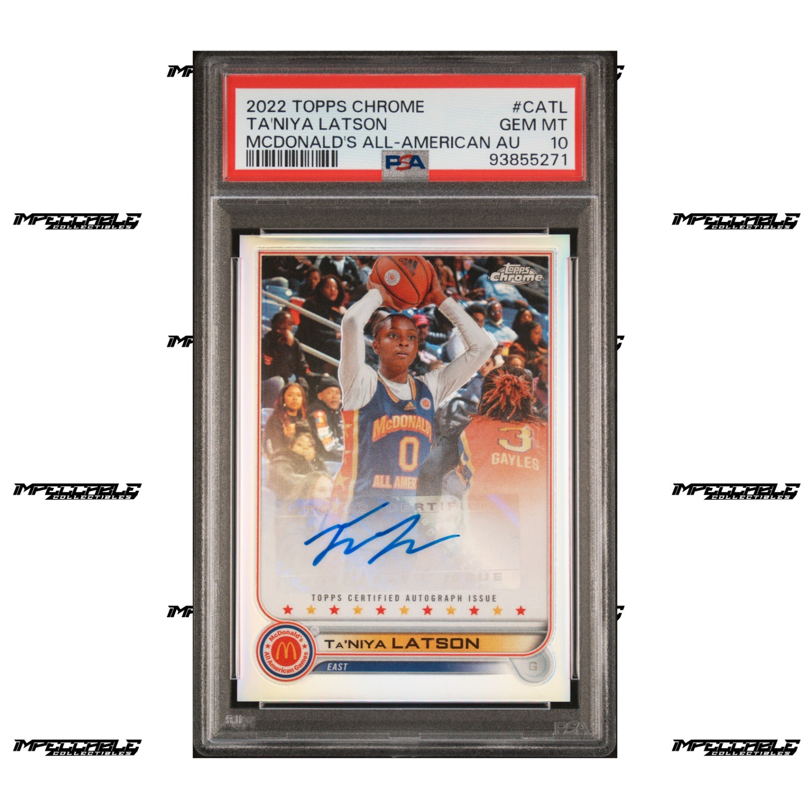 2022 Topps McDonald's A/A - #CA-TL Ta'Niya Latson Rookie Refractor Auto PSA 10