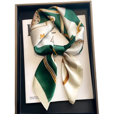 Halstuch weiblich Luxus Quadrat Schal für Frauen Seide Gefühl Schal Satin Hijab 