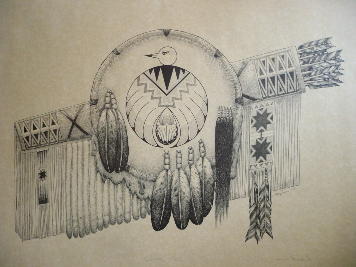 HAROLD FREELAND, LISTED SIGNED NAVAJO ARTIST WINTER DOVE, VINTAGE