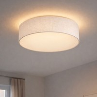 Deckenlampe Deckenleuchte Esszimmerlampe Textil Weiß Rund 3 Flammig E27 D 40 Cm