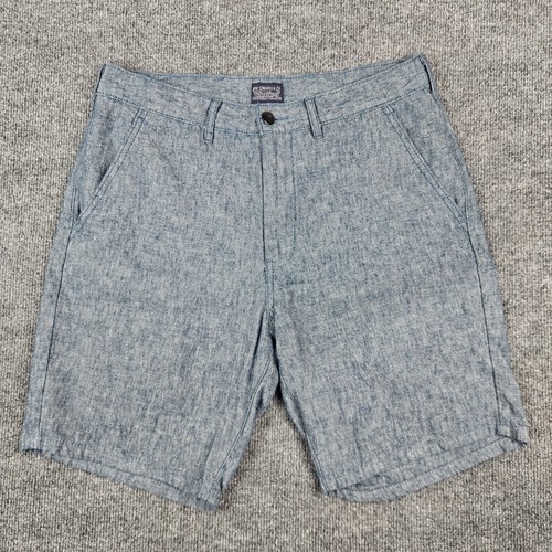 Levi Strauss & Co. Chambray Leinenmischung Shorts Herren 32 blau Chino vorne flach 8"