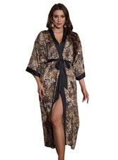 Kihnop Womens Floral Kimono Robe Long Satin Robe Long Silk Bathrobe Ladies Ki...