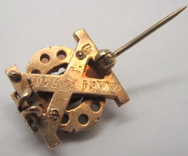 Antiguo prendedor de fraternidad médica de oro amarillo de 14k ópalo anterior a 1924 Epsilon Phi Alpha Foto 4 de 4
