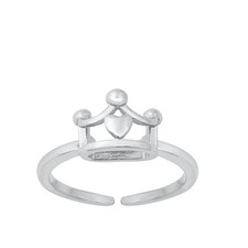 Bague mi-longue / orteil réglable couronne coeur en argent sterling