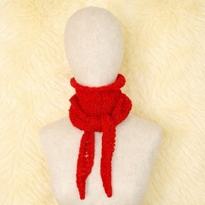 Roter gestrickter Schal Damen Handgemacht Mohair weich Trend Y2K Unikat croissan