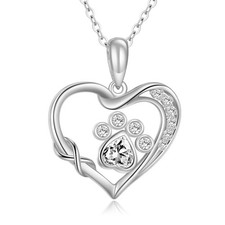 ONEFINITY Paw Print Necklace 925 Sterling Silver Cat Dog Paw Pendant Jewelry ...