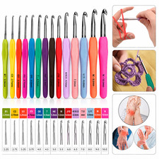 Crochet Hooks Set Clover Amour Steel Pastel 14 Pcs Ergonomic Easy Grip Bright