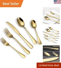 Stainless Steel Gold Flatware Set 20-Piece - Durable, Rust-Resistant Elegance