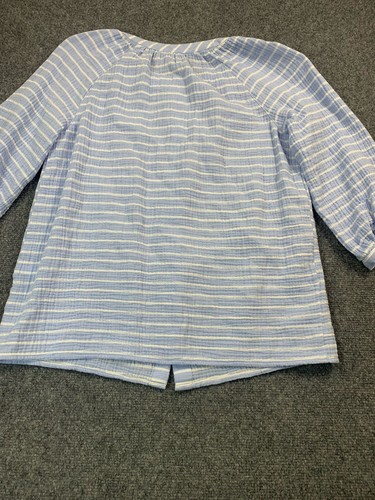 J Jill Shirt Womens XS Blue Striped 3/4 Sleeve Button Up Outdoor - Picture 12 of 18