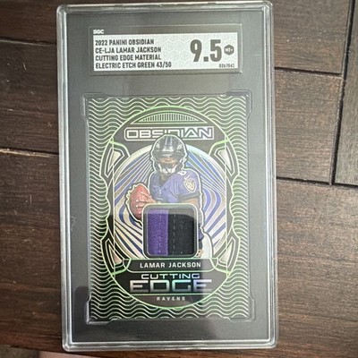 Panini 2022 Obsidian Lamar Jackson Electric Etch Green CE-LJA /50 SGC 9.5