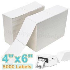 5000 4"x6" Fanfold Direct Thermal Shipping Labels Perforated for Zebra Rollo