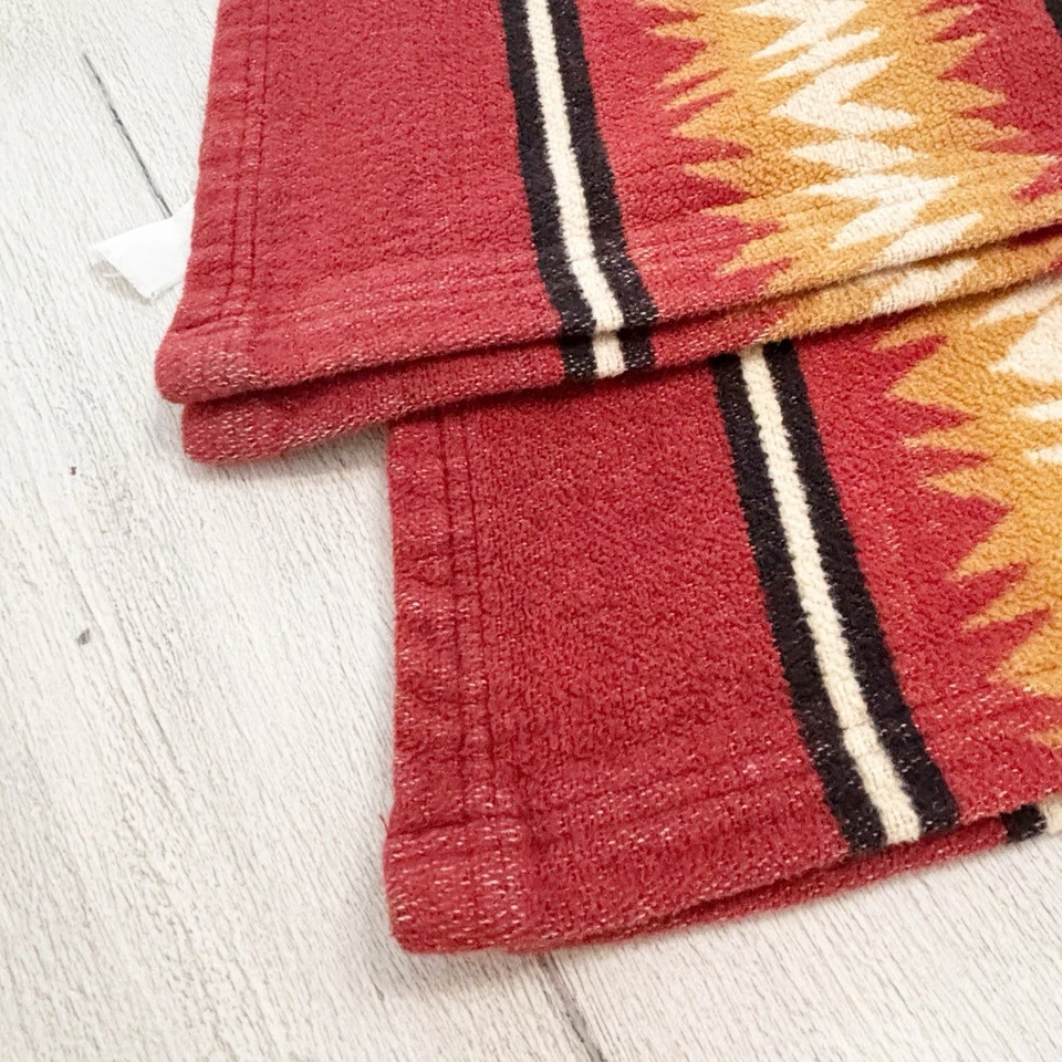 PENDLETON Red Gold Native American THUNDER BASKET RED Cotton Acrylic 50” X 60” - Image 3 of 4