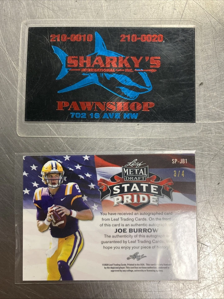 2020 Leaf Metal Draft State Pride Joe Burrow Red/White/Blue Wave Auto /4 SP-JB1 - Image 2 of 2