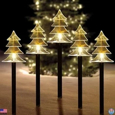 ILLUMINEW Solar Christmas Pathway Lights - Set of 5 Waterproof LED Yard Decor