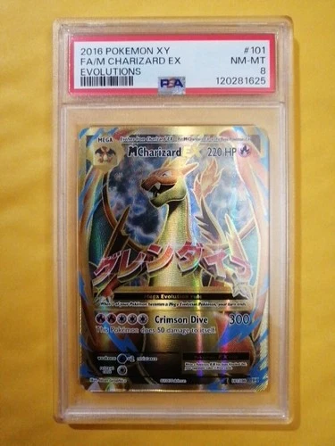 2016 Pokemon XY Evolutions Ultra Rare Full Art M Charizard EX 101/108 PSA 8