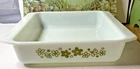 VTG Pyrex 922 Spring Blossom Crazy Daisy 8x8 Square Baking Casserole Dish Flaw