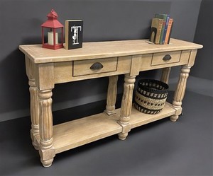60" Sofa Table with Drawers, Coffee Table, Entryway Console Table, Natural Wood