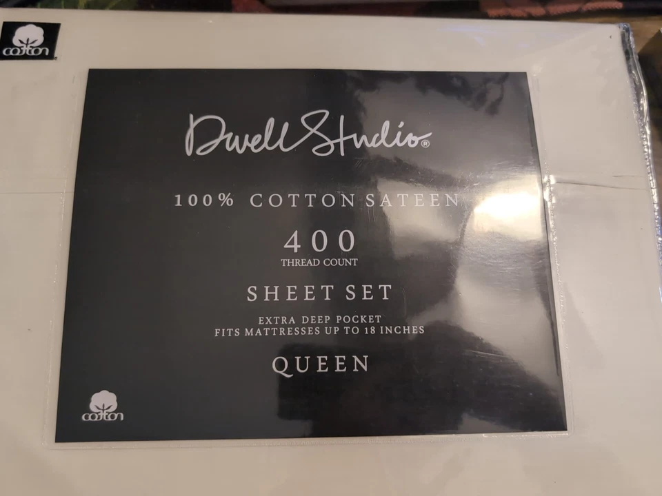 Juego de 4 sábanas Queen tejido satén algodón 400TC de Dwell Srudios - hiedra nueva Foto 3 de 3