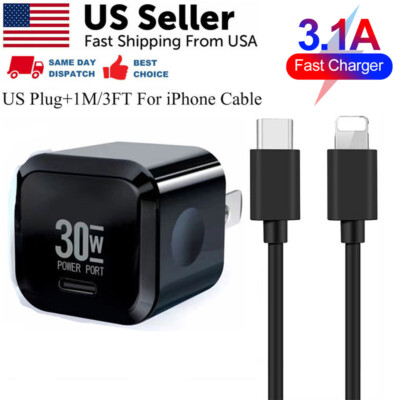 For iPhone 14 13 12 11 Pro Max SE 2022 XS XR X 8 7 PD 30W Mini Fast Wall Charger
