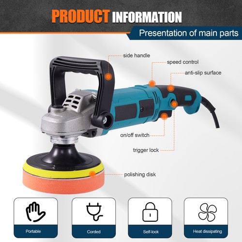 Lucidatrice 1600W Auto Set 6 Velocità Regolabili Cera - Foto 5 di 12