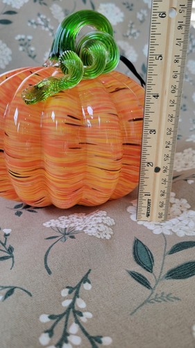 Hand Blown Art Glass Pumpkin NWT 7" - Picture 4 of 6
