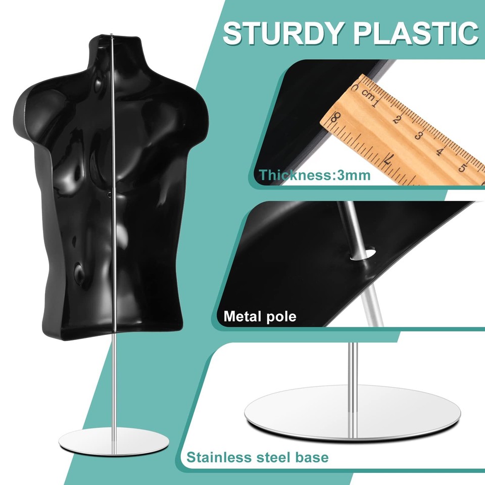 2 Pack Male Mannequin Torso Dress Form Mannequin Body T Shirt Display