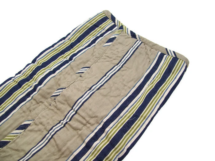 Pottery Barn Brown Blue Celeste Stripe Quilted Euro Pillow Cover Sham New - Image 3 of 4