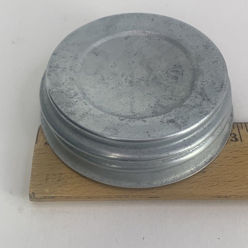 Vintage Kugel oder Atlas Zink Kappe Deckel Reg Mund Mason Einmachglas mit Glaseinsatz - Bild 6 von 16