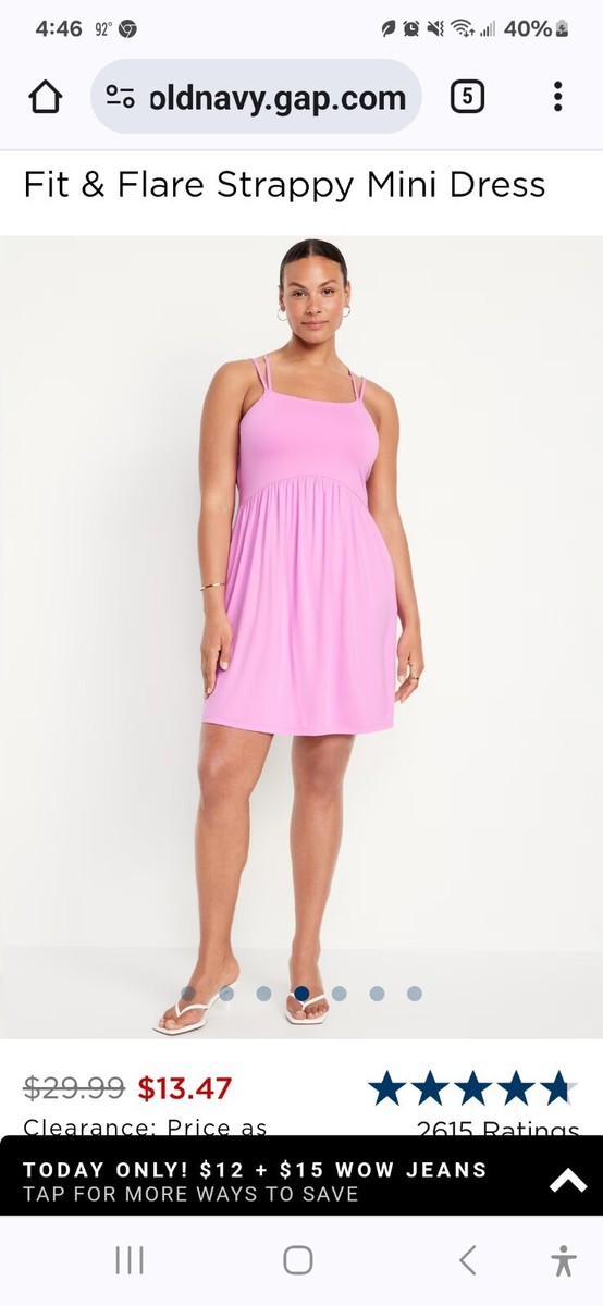 New Old Navy sz XL Petite Berry Pink Fit And Flare Linen Blend Mini Dress  NWT