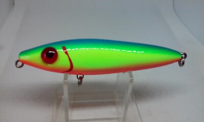 Vtg Renegade FISH HOUND Chartreuse/Blue Back 4'' Rattlin Topwater Fishing Lure