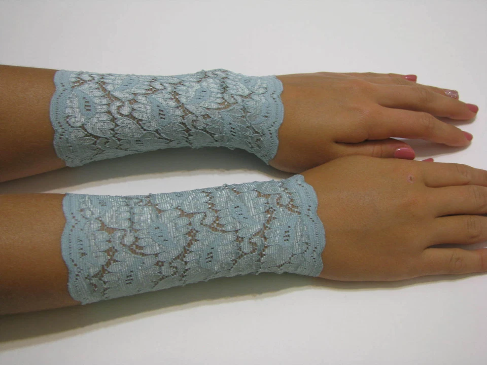 Paar mintgrüne Spitzen Handfesseln, Stretch Spitzenarmbänder-Armbänder-Tattoo Cover - Bild 4 von 4