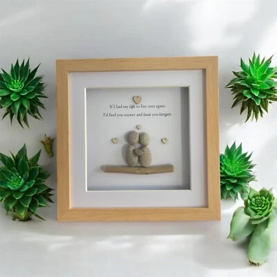 Personalised Love Pebble Picture couple family valentines anniversary wedding - Image 1 of 4