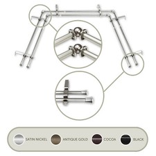 Domovina 5/8" Bay Window Double Curtain Rod Satin Nickel