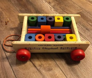 playskool wooden blocks with wagon