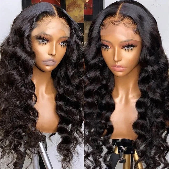 Lace Frontal Raw Hair Wigs Pre Plucked Glueless Human Hair Wigs Loose Wave