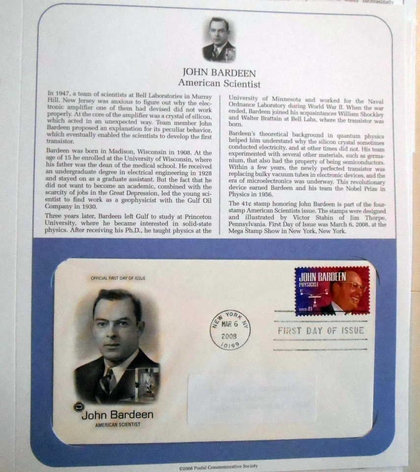 2008 American Scientists 4 designs Sc 4224 to 4227 set of 4 FDCs, PCS info pages - Image 4 of 4