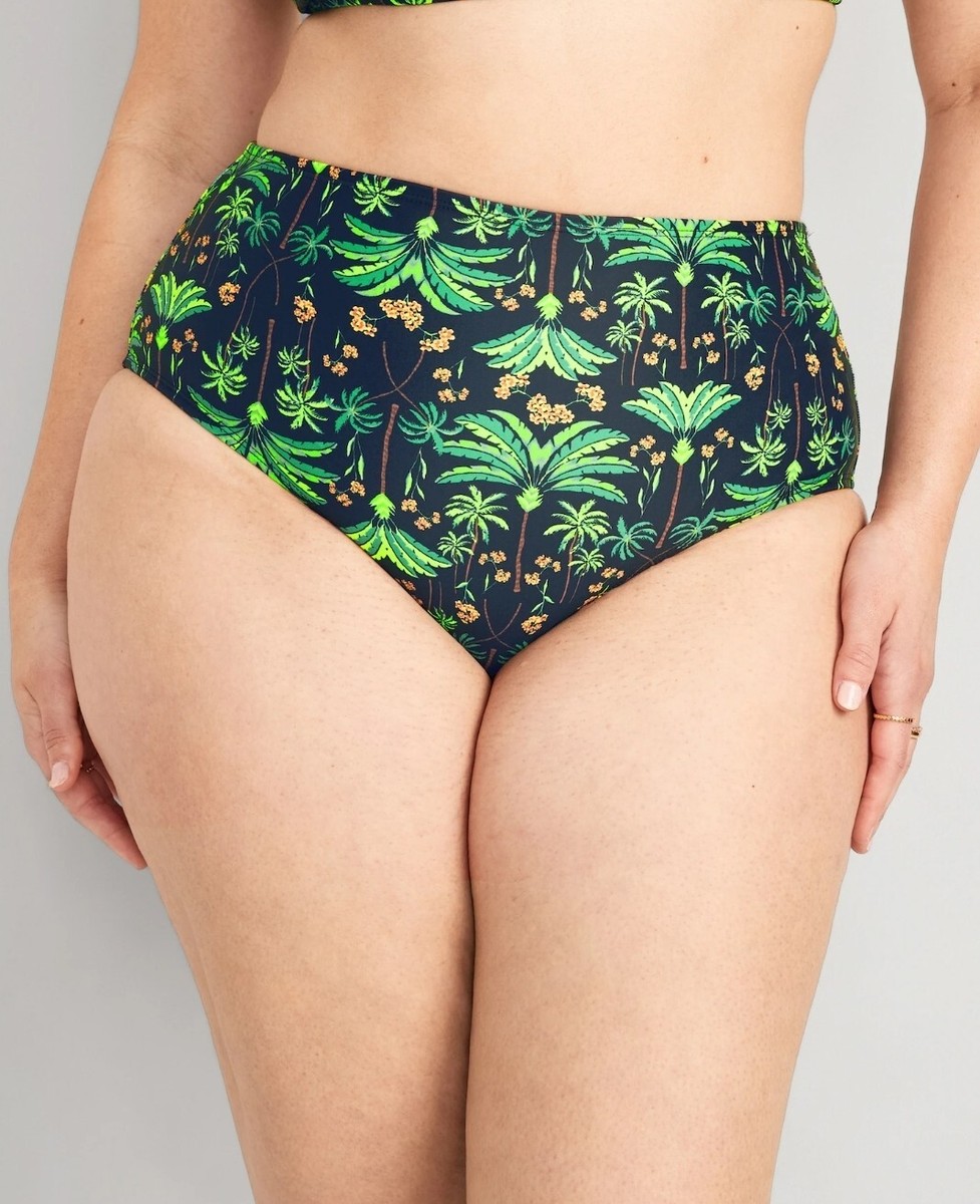 Old Navy Women's High Waist Bikini Swim Bottom Plus Size 2X Palm