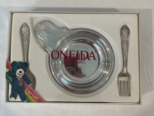 Oneida Love Lasts Silverplate Baby Feeder Set Spoon Fork Bow