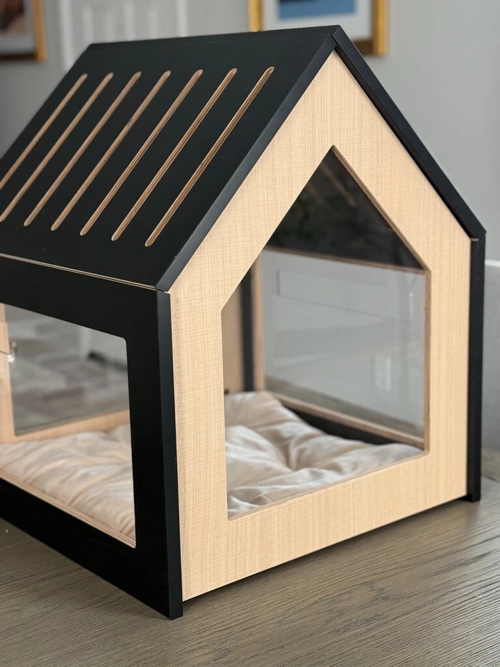 Casa de luxo para animais de estimação – Painéis de acrílico transparente, estilo designer – para gatos e cães pequenos - Imagem 3 de 4